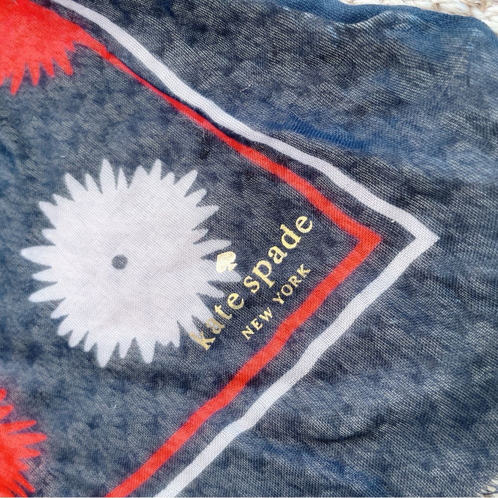 Kate spade Floral Patterned Scarf - Black, Red, Blue - Picture 7 of 7